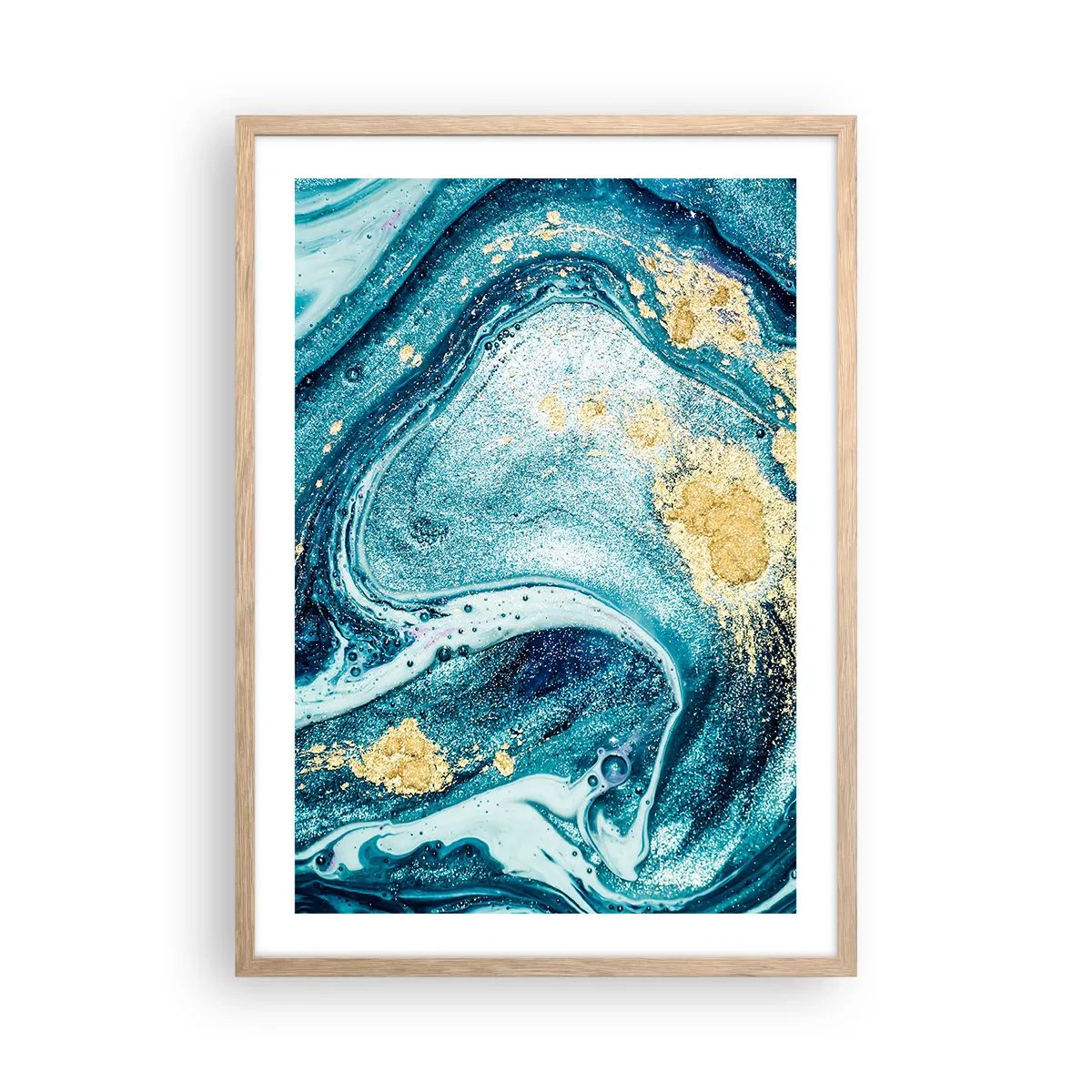 Plagát v ráme zo svetlého duba - Modrý vír - 50x70 cm