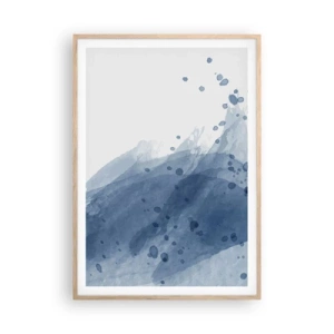 Plagát v ráme zo svetlého duba - Modrý tyl - 70x100 cm