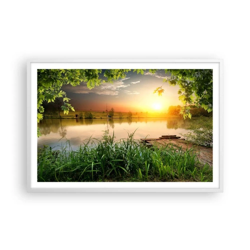 Plagát v bielom ráme - Krajina v zelenom ráme - 91x61 cm