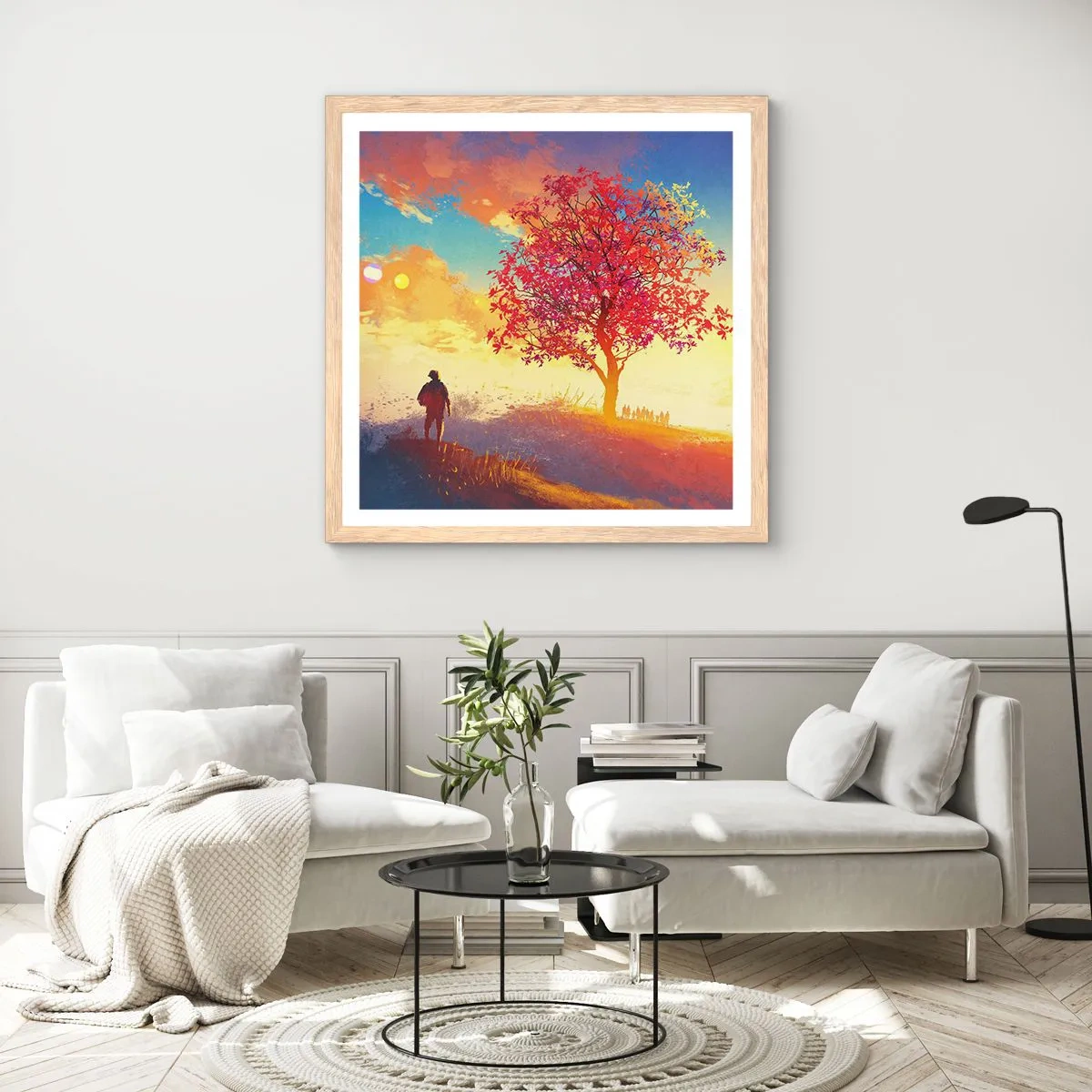 Plagát v ráme zo svetlého duba - Pútnik pri cieli - 50x50 cm