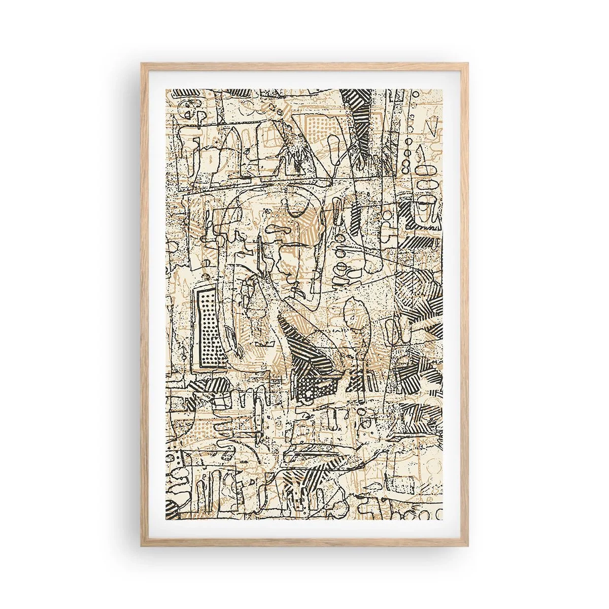 Plagát v ráme zo svetlého duba - Čaká na rozlúštenie - 61x91 cm