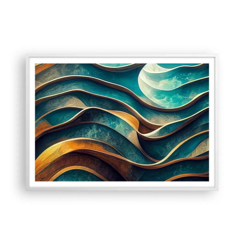 Plagát v bielom ráme - Meandre modrej - 100x70 cm