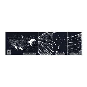 Vzorka fototapety Premium Sand - V oceáne vesmíru - Abstrakcia, Veľryba, Čierna a biela - 100x30 cm