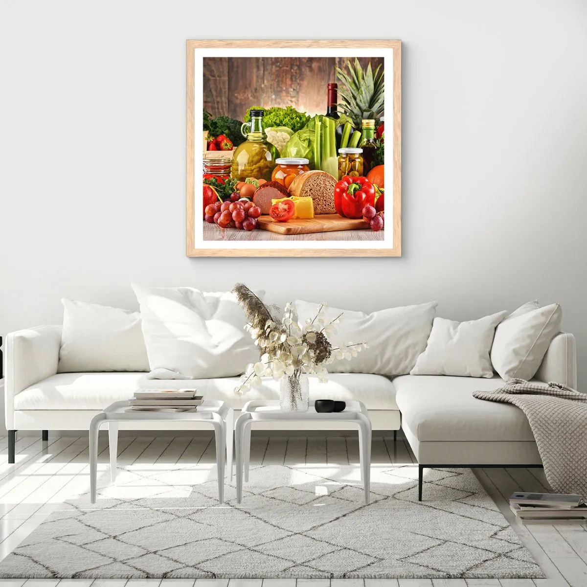 Plagát v ráme zo svetlého duba - Údené, pečené, marinované - 60x60 cm