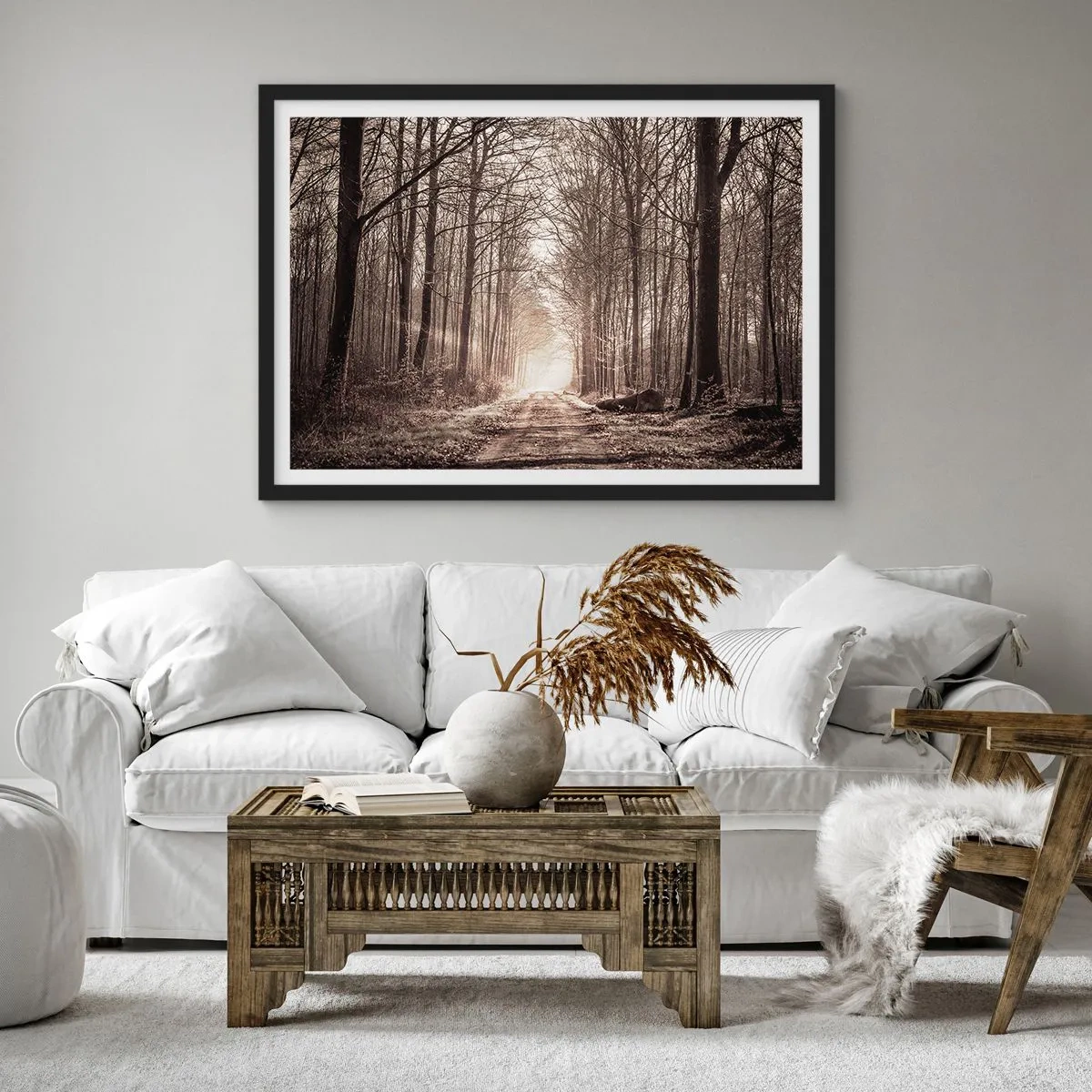 Plagát v čiernom ráme - Lesná katedrála - 70x50 cm