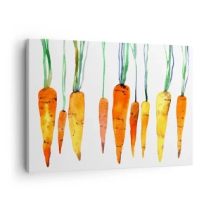 Obraz na plátne - Akvarelová mrkva v rôznych odtieňoch na bielom pozadí - 70x50cm - Krása zvyčajnosti - Moderná nástenná dekorácia do obývacej izby a spálne ARTTOR