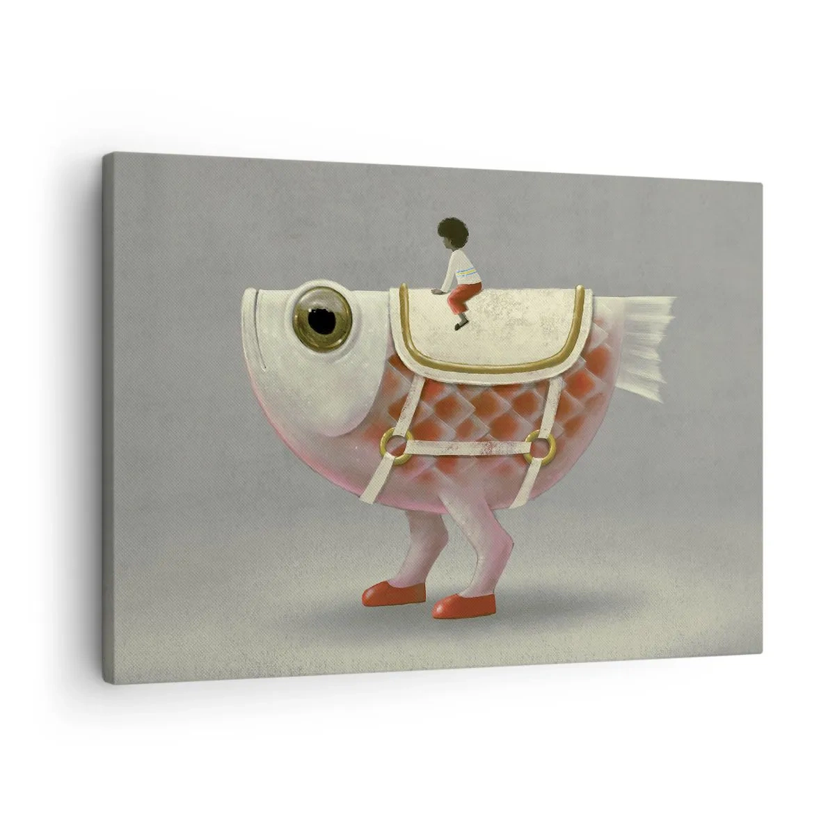 Obraz na plátne - Luxusný jazdec na rybách s nohami a sedlom - 70x50cm - Rybí jazdec - Moderná nástenná dekorácia do obývacej izby a spálne ARTTOR