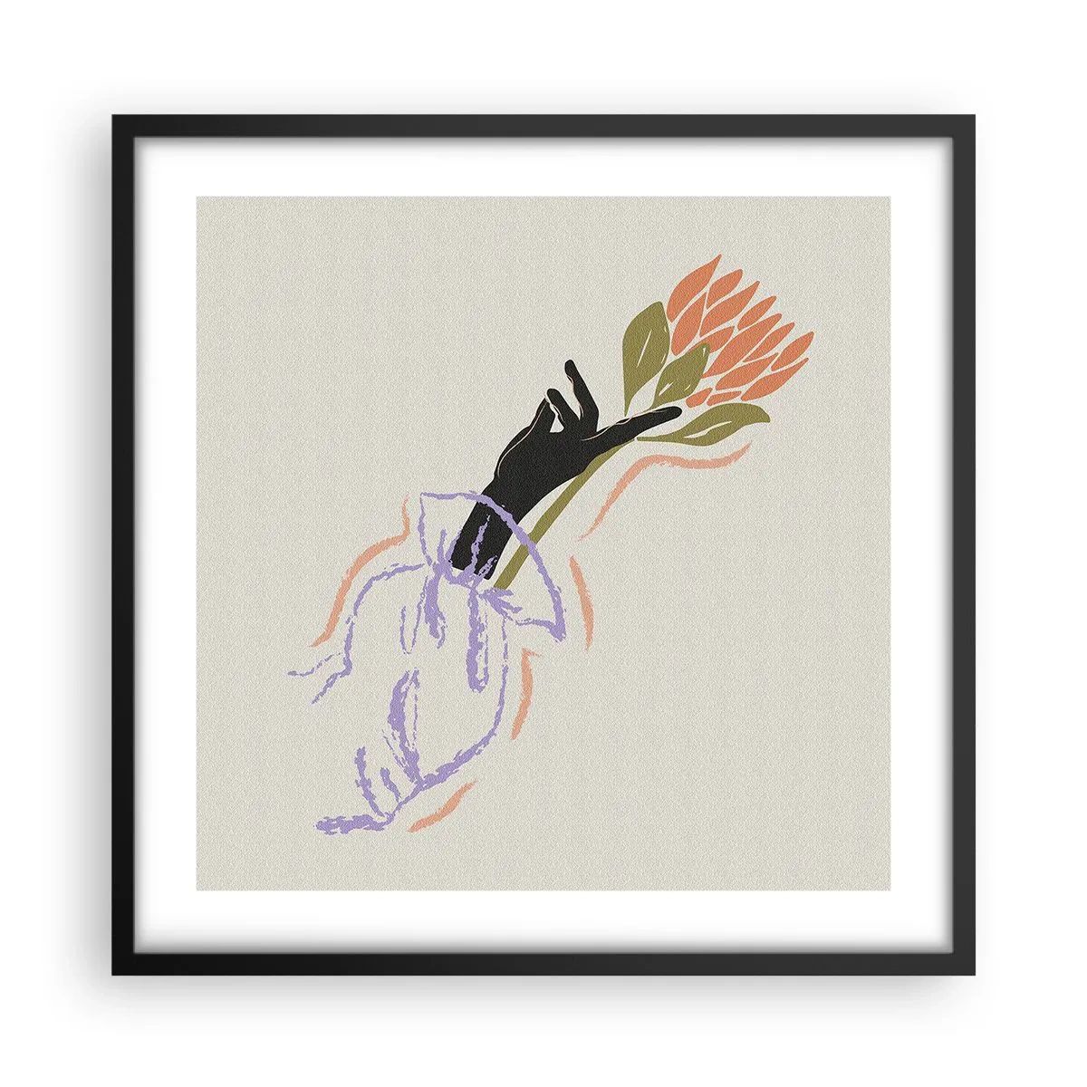 Plagát v čiernom ráme - Sesterský dotyk - 50x50 cm