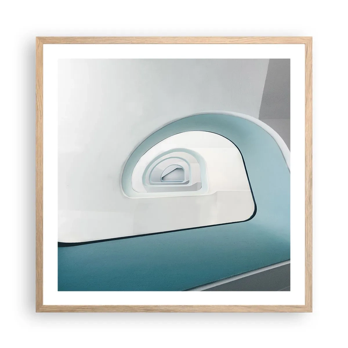 Plagát v ráme zo svetlého duba - Na dno modrej - 60x60 cm