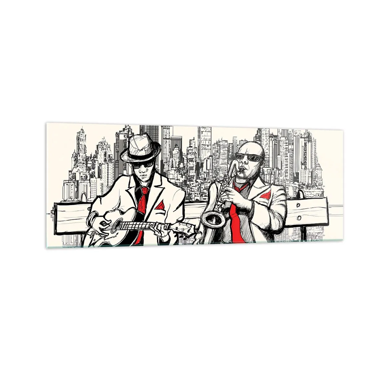 Obraz na skle - Newyorská improvizácia - 140x50 cm