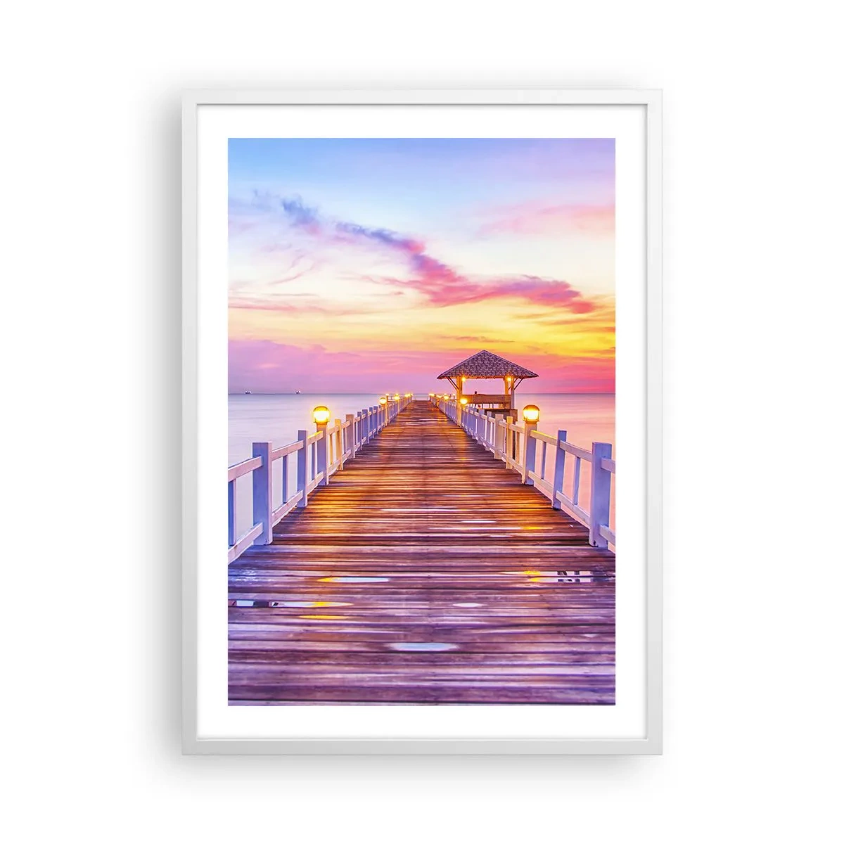 Plagát v bielom ráme - Ľaliovo-zlaté ticho večera - 50x70 cm