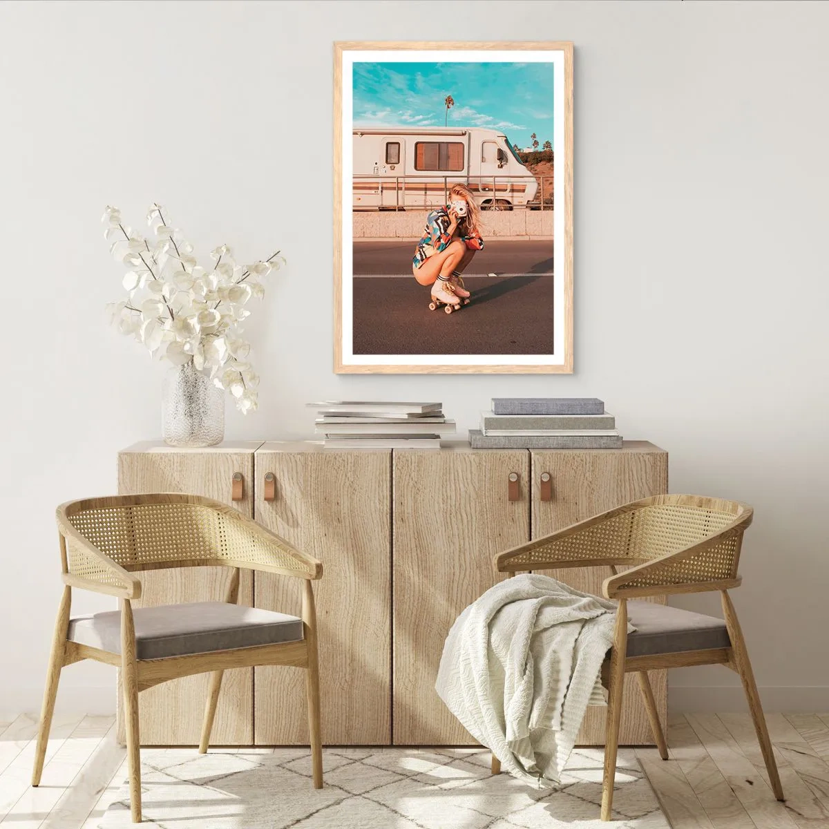 Plagát v ráme zo svetlého duba - Usmejte sa! - 40x50 cm