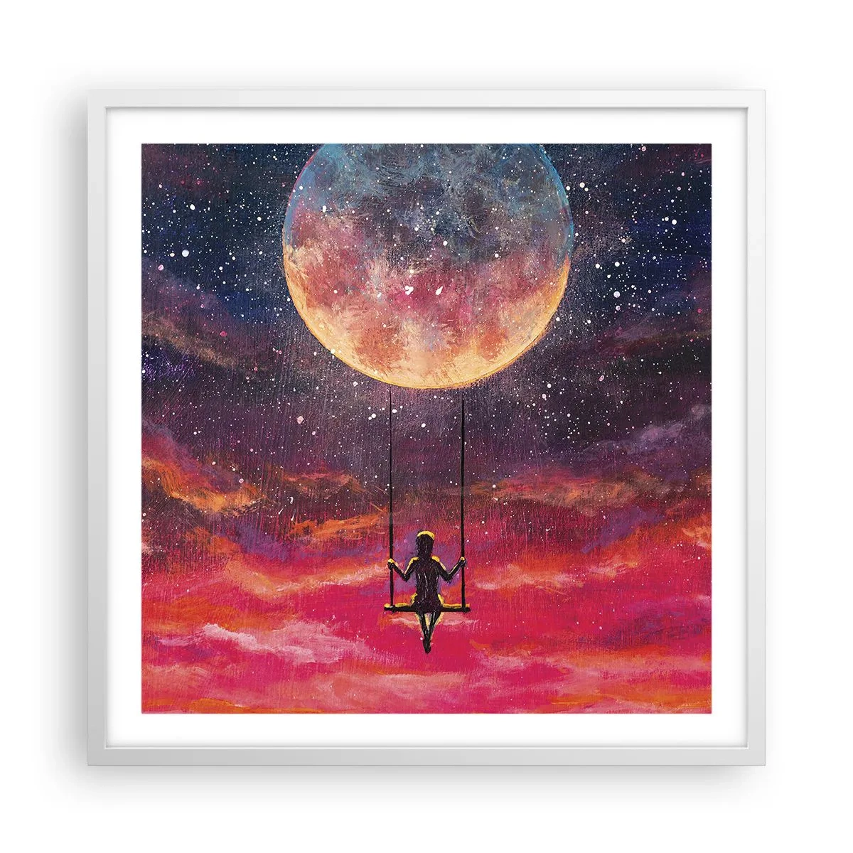 Plagát v bielom ráme - Stavať si vzdušné zámky - 60x60 cm