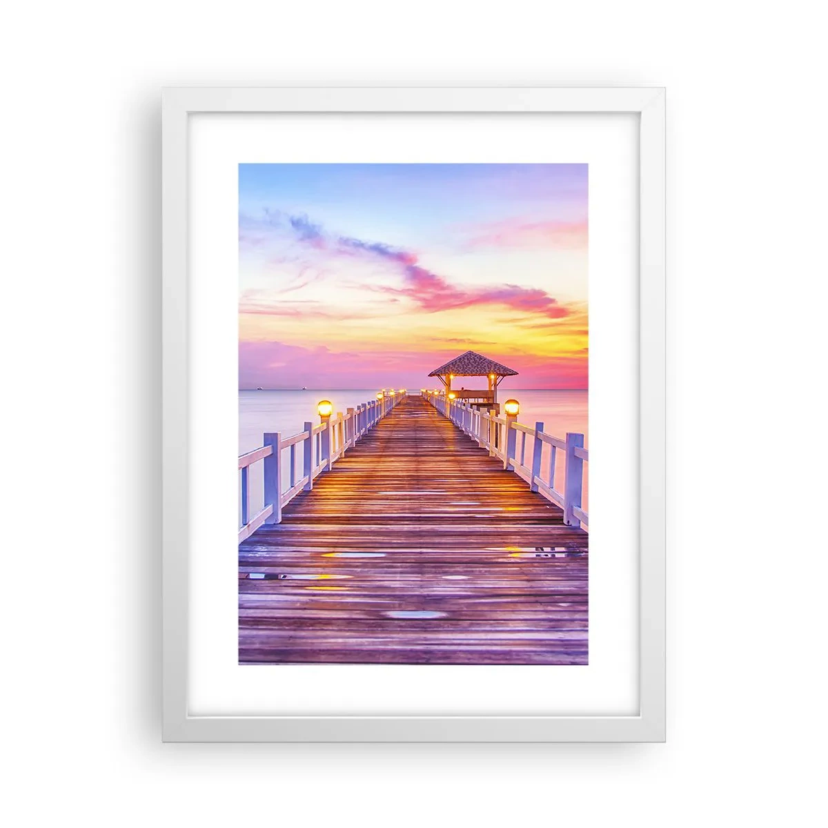 Plagát v bielom ráme - Ľaliovo-zlaté ticho večera - 30x40 cm