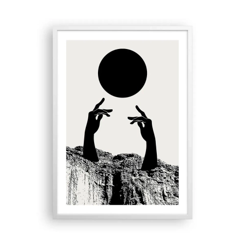 Plagát v bielom ráme - Surrealistická kompozícia: slnko a zvyšok - 50x70 cm