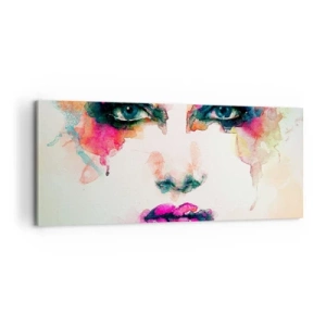 Obraz na plátne - Portrét maľovaný dúhou - 100x40 cm