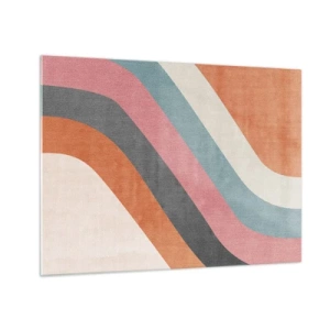 Obraz na skle - Farebné diagonálne pruhy na svetlom pozadí - 70x50cm - Diagonálna kompozícia – pohyb - Moderná nástenná dekorácia do obývacej izby a spálne ARTTOR