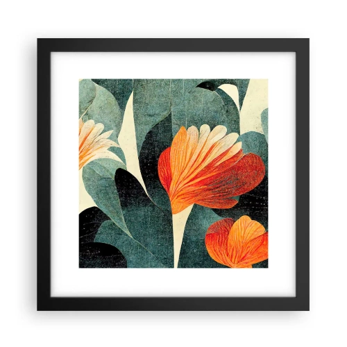 Plagát v čiernom ráme - Tropické horúco a chlad zelene - 30x30 cm