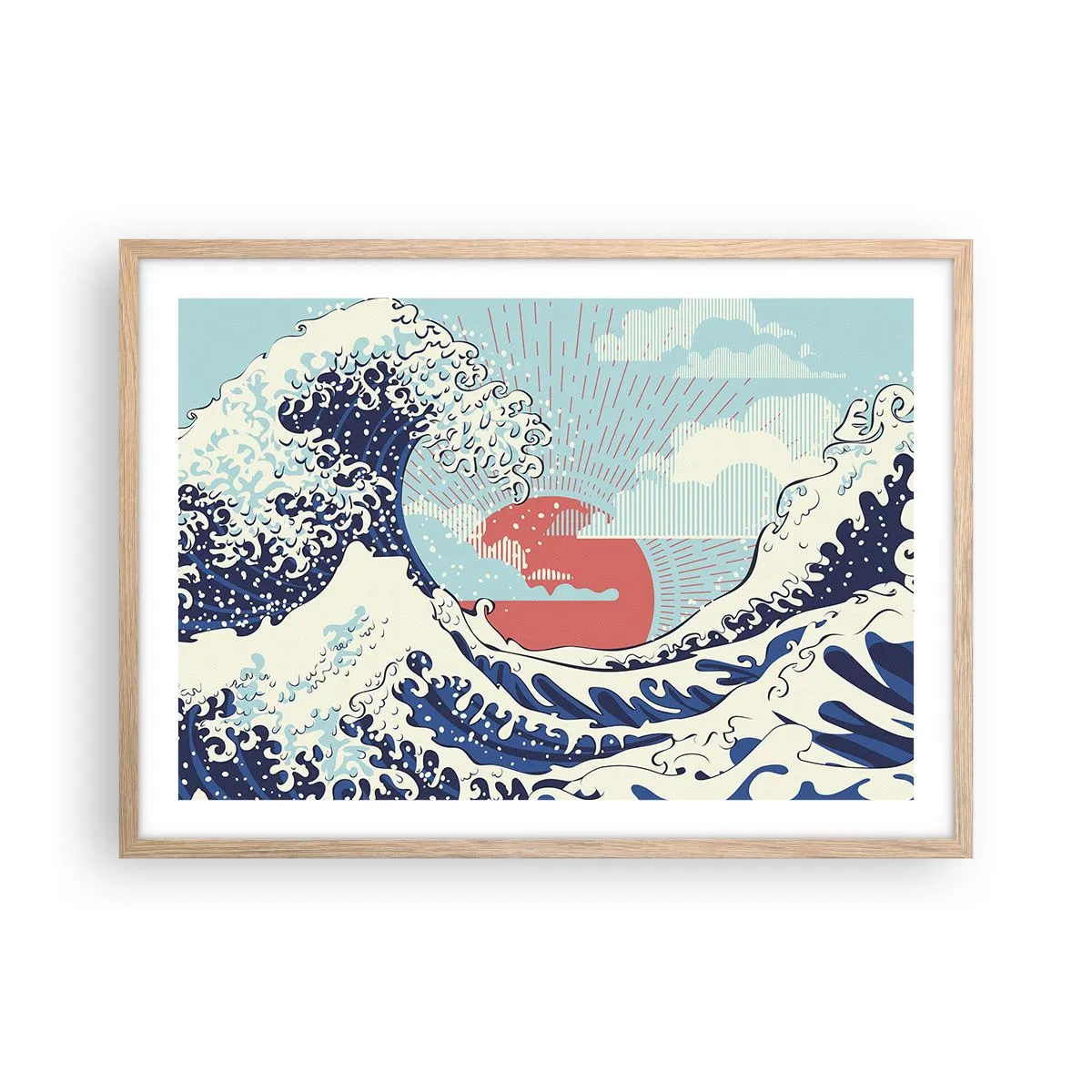 Plagát v ráme zo svetlého duba - Z japonských inšpirácií - 70x50 cm