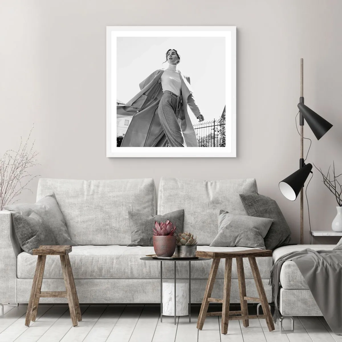 Plagát v bielom ráme - Ideš so mnou? - 30x30 cm