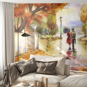 Fototapeta Premium Canvas - Romantická jeseň v parku
 - Mesto, Ľudia, Zamilovaný pár - 350x256 cm