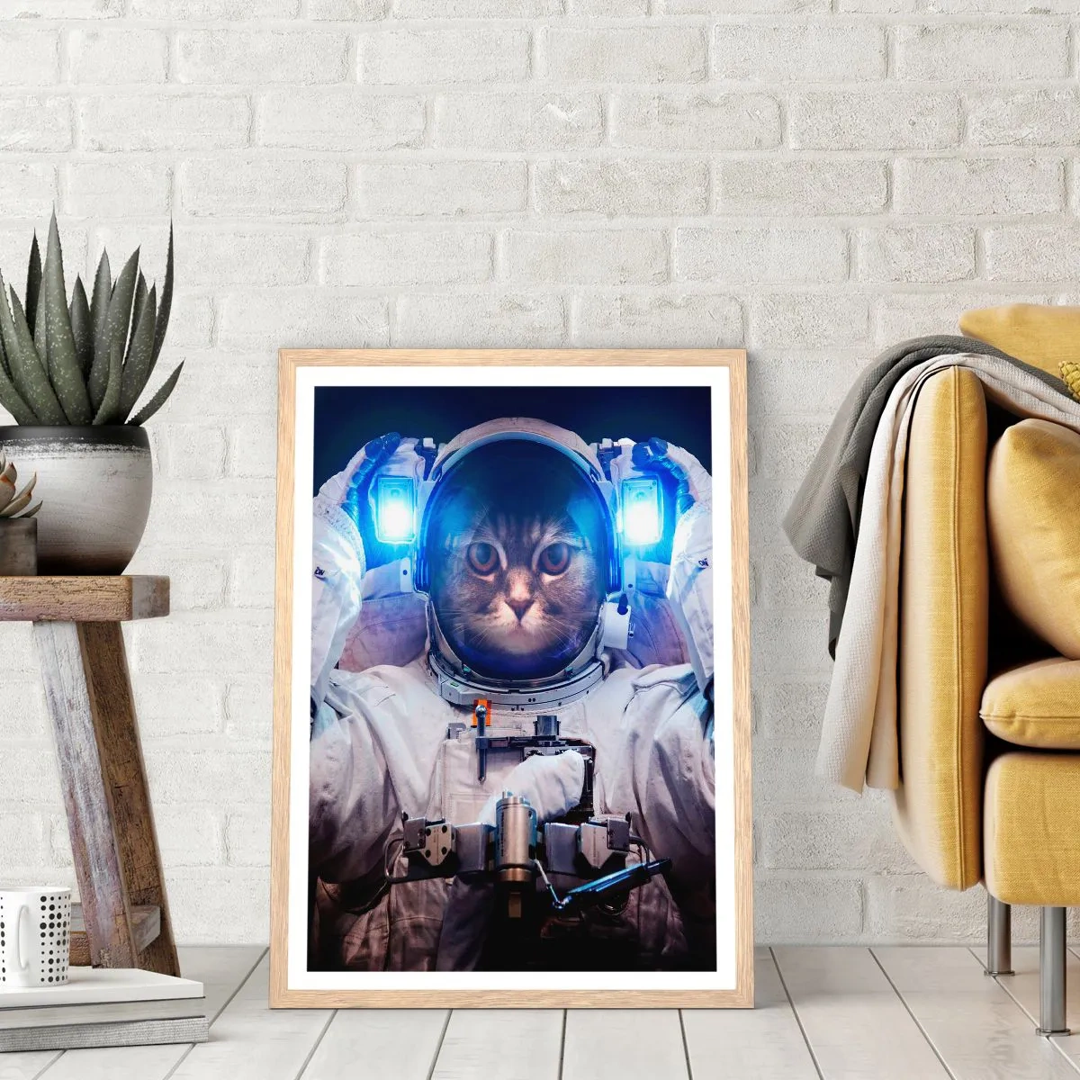Plagát v ráme zo svetlého duba - Houston, máte problém - 50x70 cm