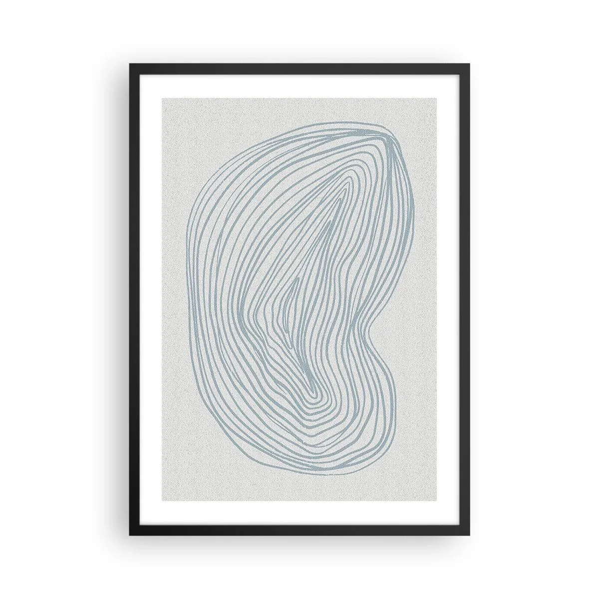 Plagát v čiernom ráme - Minimalistická abstrakcia s lineárnym vzorom v odtieňoch modrej. - 50x70cm - Úsmev kvapky - Moderná nástenná dekorácia do obývacej izby a spálne ARTTOR