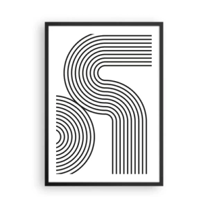 Plagát v čiernom ráme - Moderná grafika s abstraktnými čiarami v čiernobielej farbe - 50x70cm - V zákrute - Moderná nástenná dekorácia do obývacej izby a spálne ARTTOR