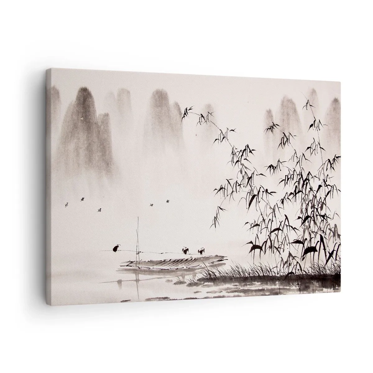 Obraz na plátne - Minimalistická krajina v orientálnom štýle - 70x50cm - Pokoj ryžových polí - Moderná nástenná dekorácia do obývacej izby a spálne ARTTOR