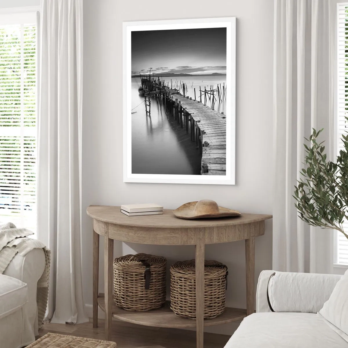 Plagát v bielom ráme - Pokoj zabudnutého brehu - 50x70 cm