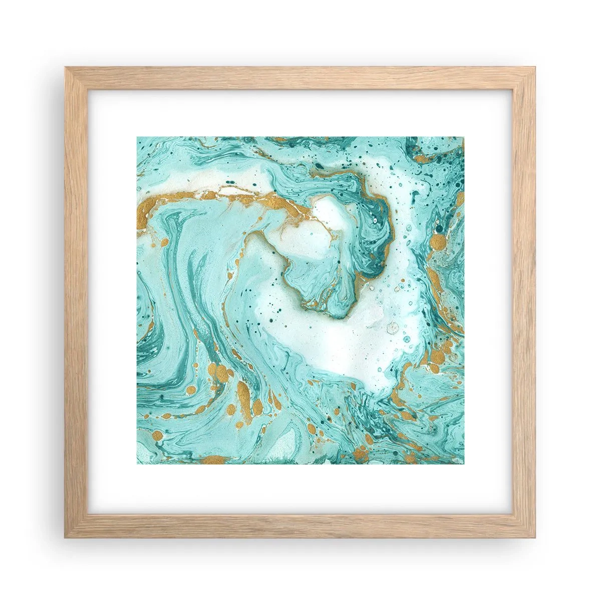 Plagát v ráme zo svetlého duba - Pod veľkou vlnou z epochy Edo - 30x30 cm