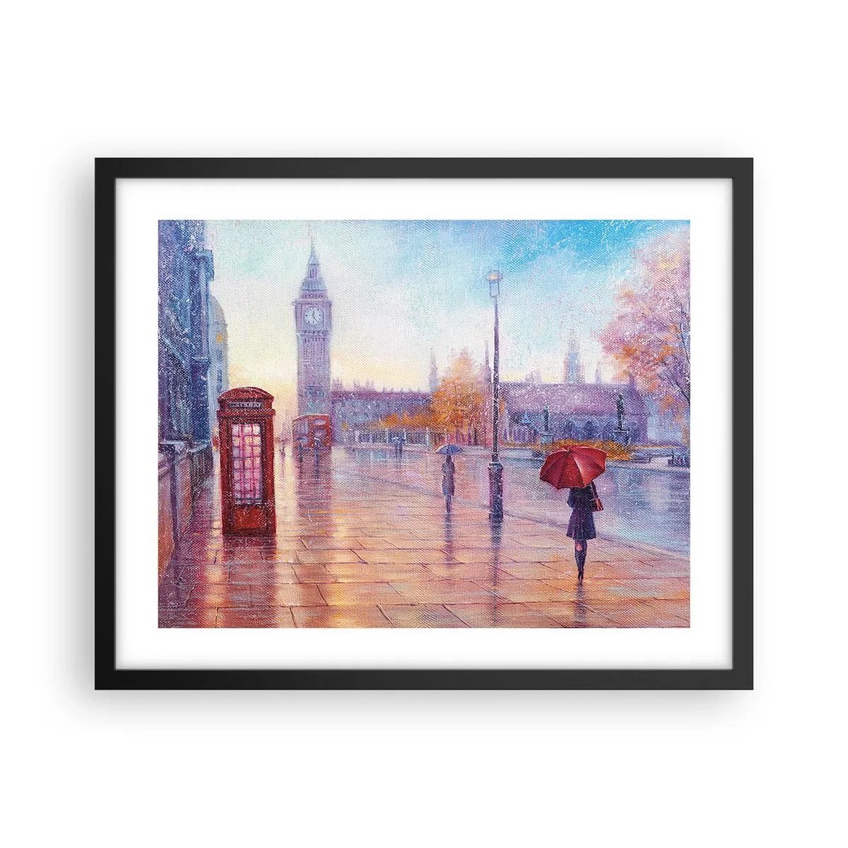 Plagát v čiernom ráme - Londýnsky jesenný deň - 50x40 cm