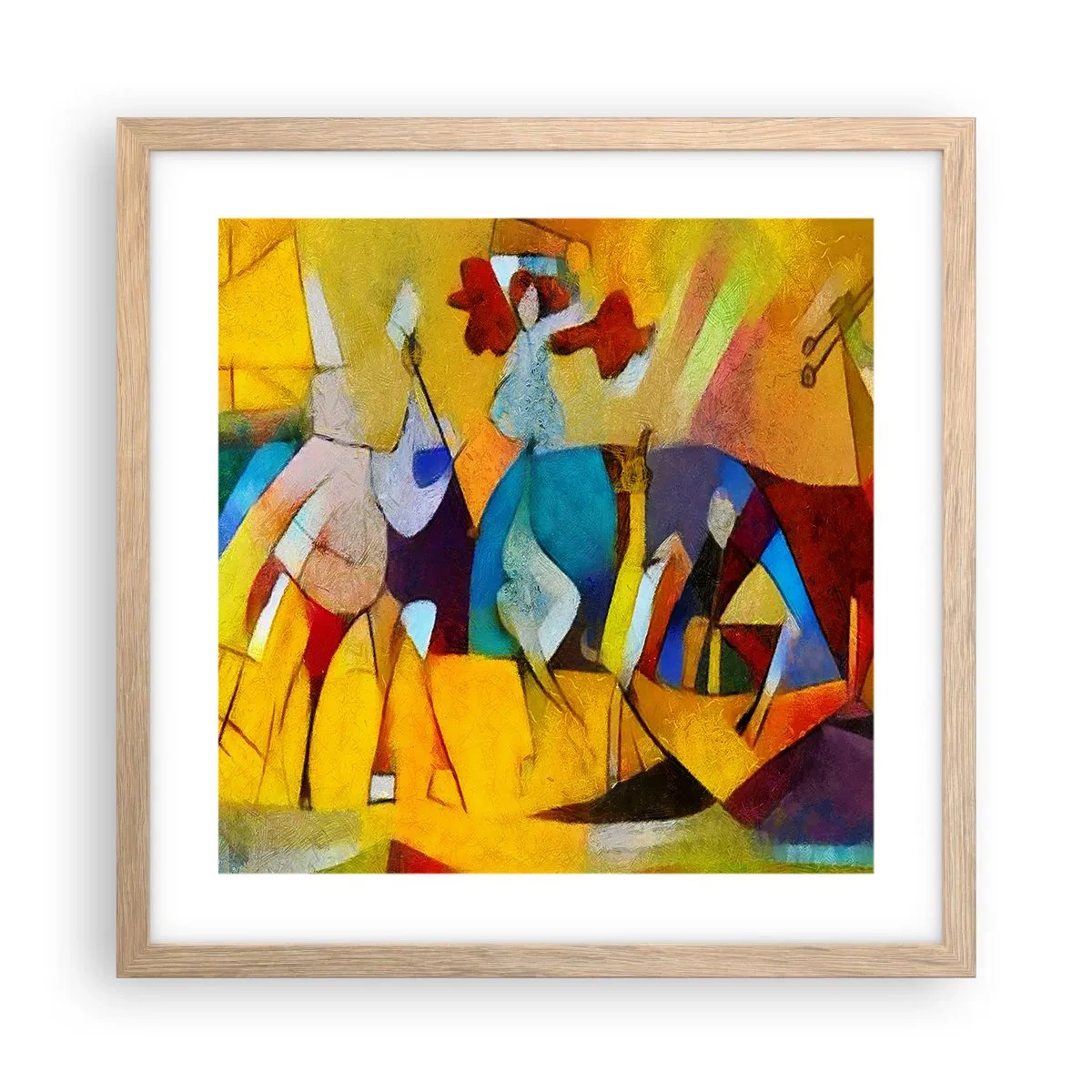 Plagát v ráme zo svetlého duba - Slnko - život - radosť - 40x40 cm