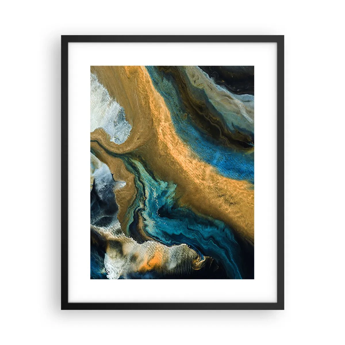 Plagát v čiernom ráme - Modrá – žltá – vzájomné vplyvy - 40x50 cm