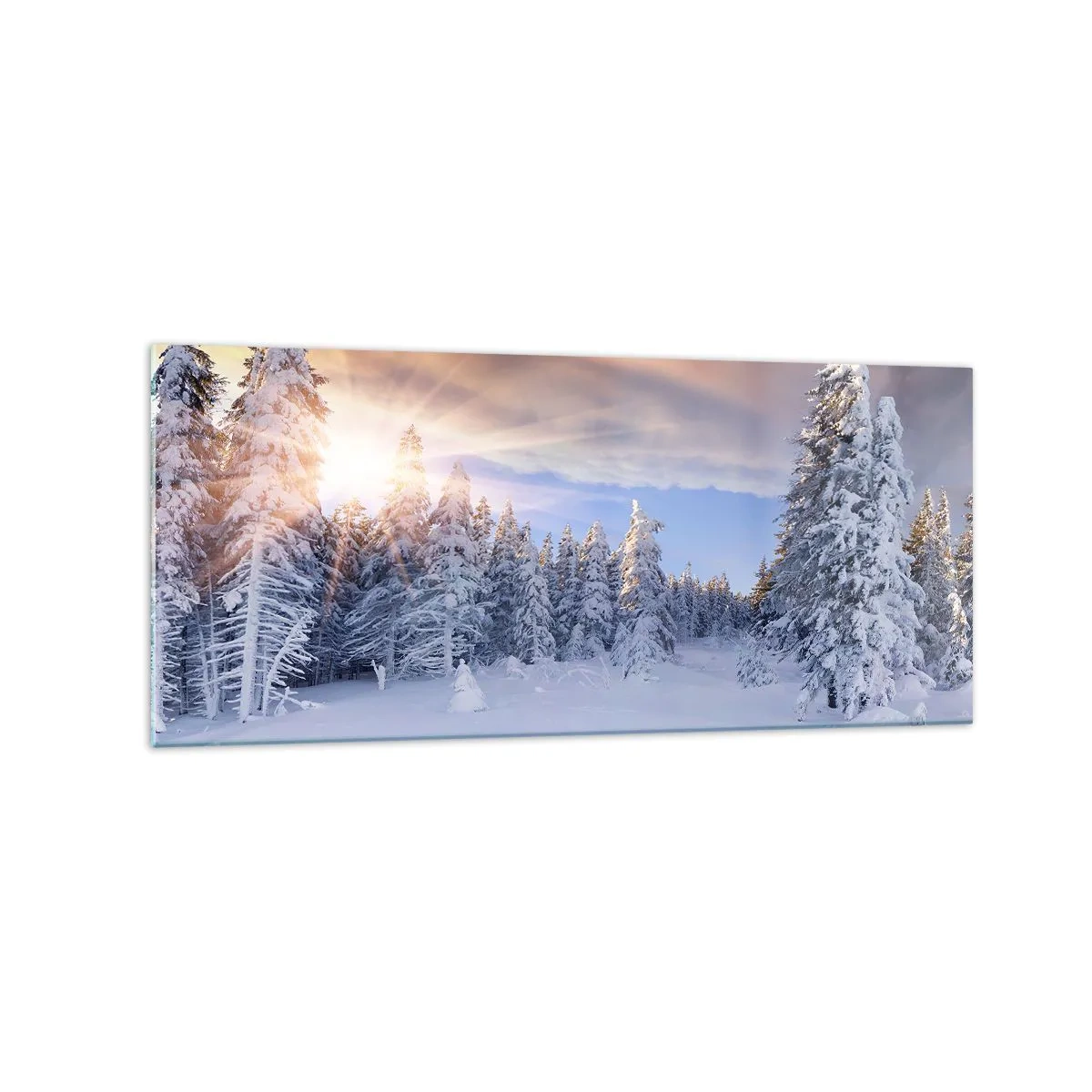 Obraz na skle - Snežné predstavenie prírody - 120x50 cm