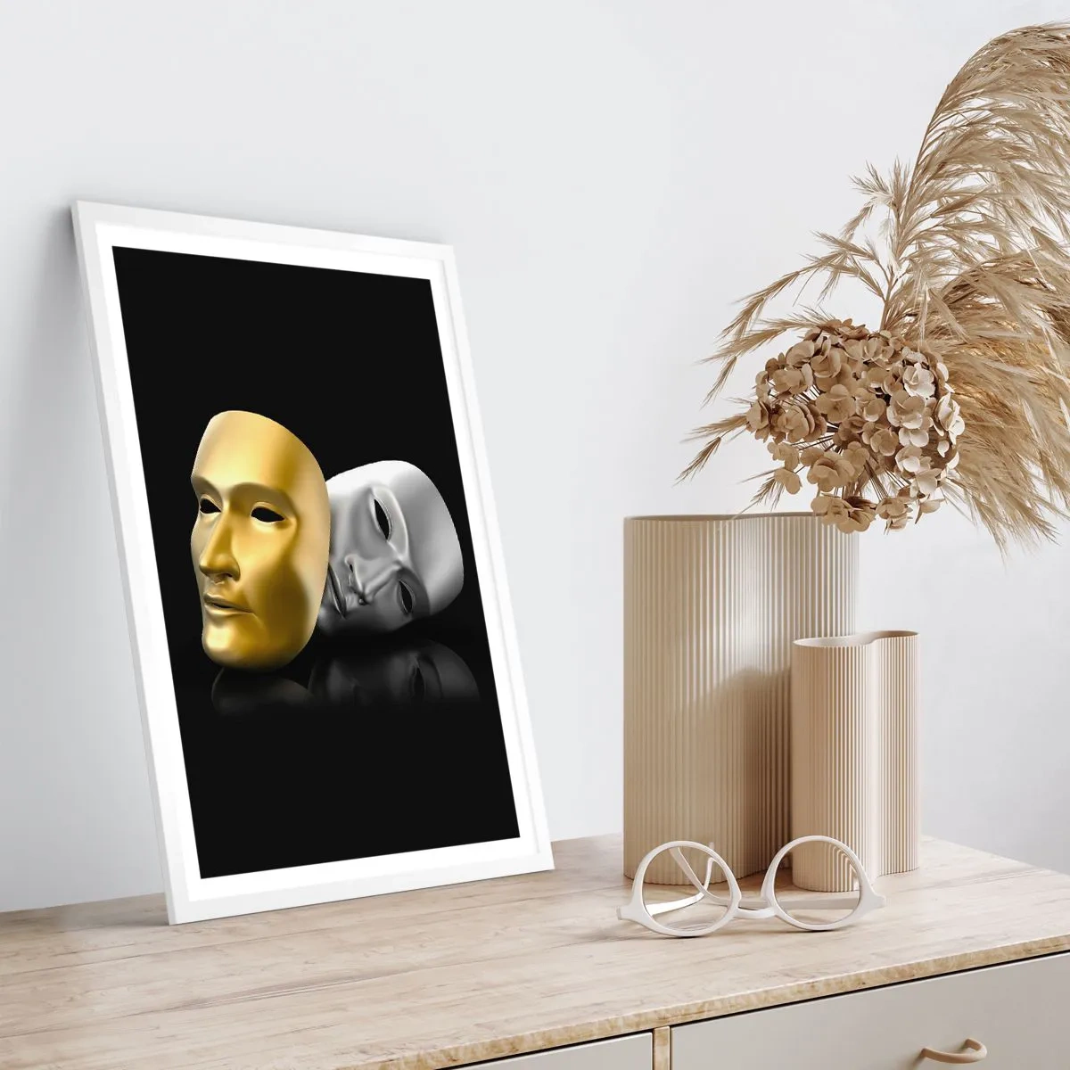 Plagát v bielom ráme - Život je divadlo - 61x91 cm