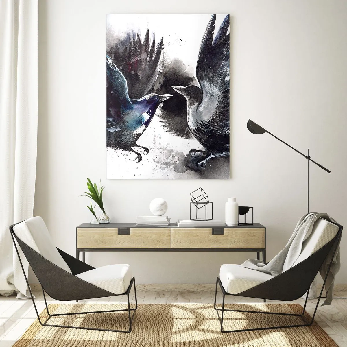 Obraz na skle - Havran havranovi… - 50x70 cm