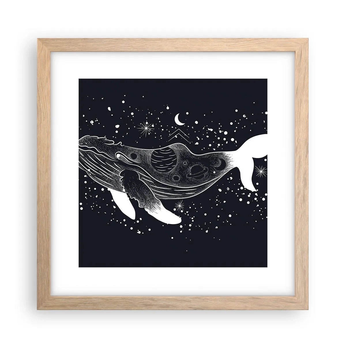 Plagát v ráme zo svetlého duba - V oceáne vesmíru - 30x30 cm
