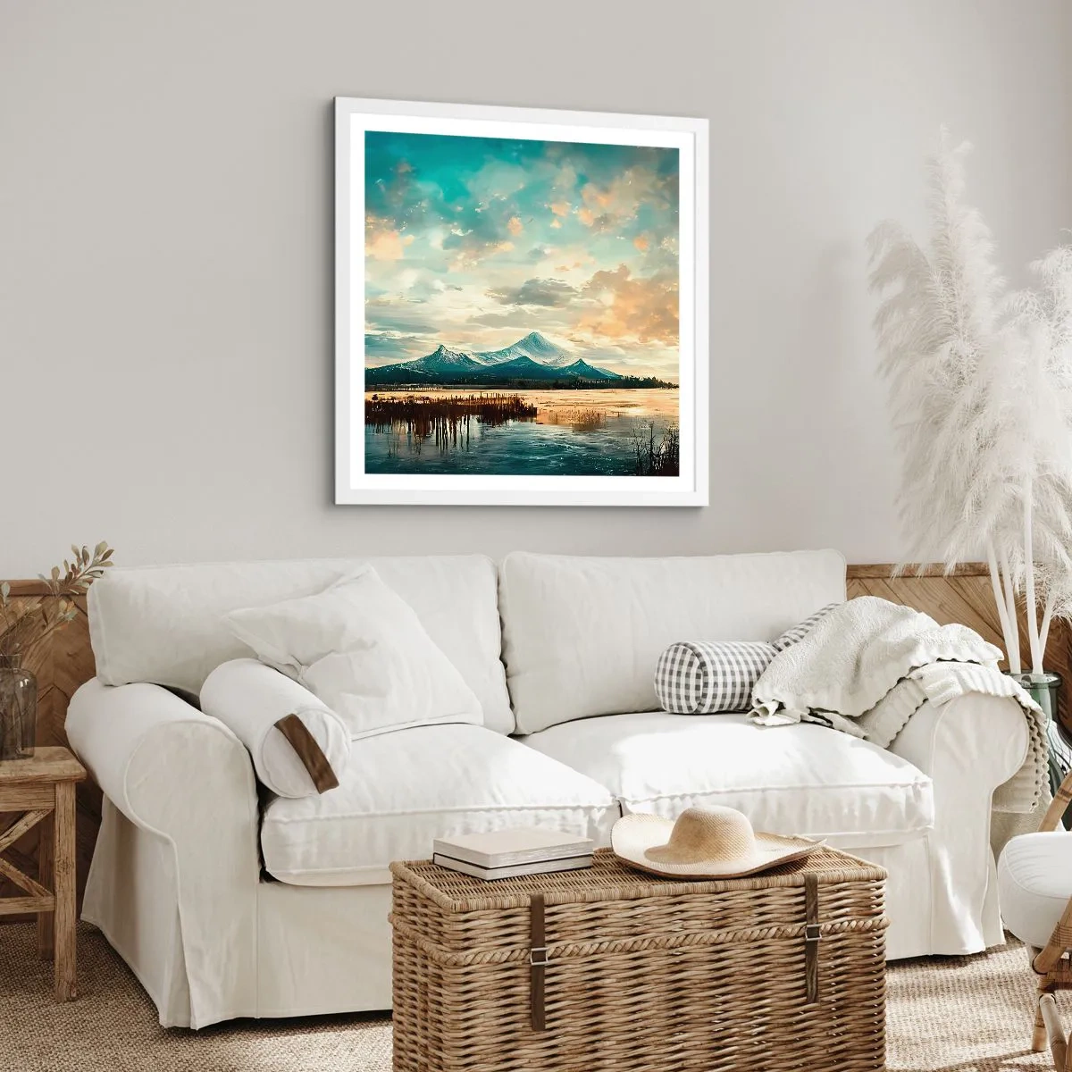 Plagát v bielom ráme - Pod ochranou neba - 50x50 cm