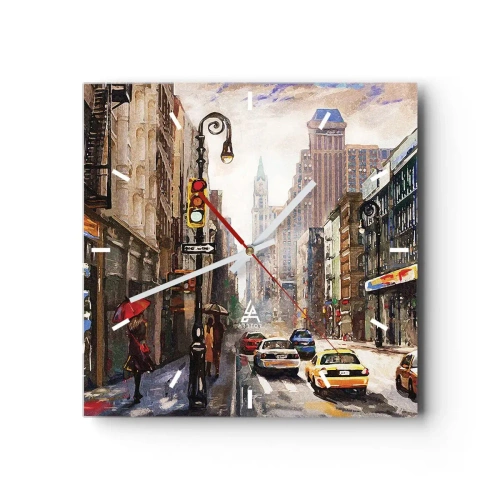 Nástenné hodiny - New York – farebný aj v daždi - 30x30 cm