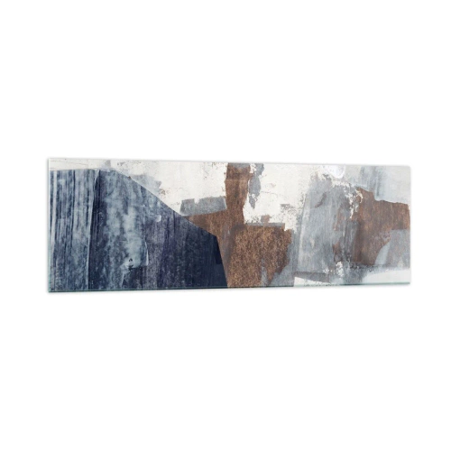 Obraz na skle - Modro-hnedé tvary - 160x50 cm