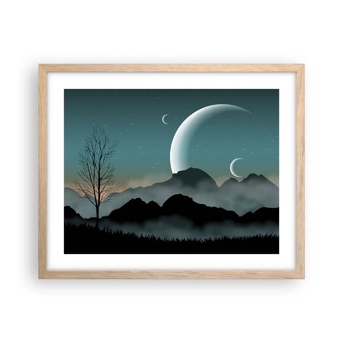 Plagát v ráme zo svetlého duba - Karneval hviezdnej noci - 50x40 cm