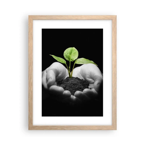 Plagát v ráme zo svetlého duba - Milujem prírodu, chránim ju - 30x40 cm