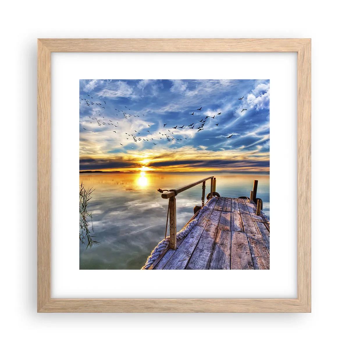 Plagát v ráme zo svetlého duba - Vietor ide odpočívať - 30x30 cm