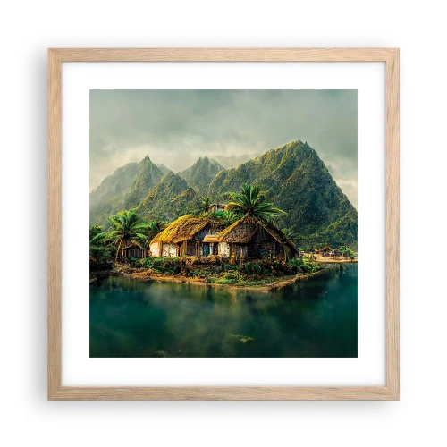 Plagát v ráme zo svetlého duba - Tropický raj - 40x40 cm