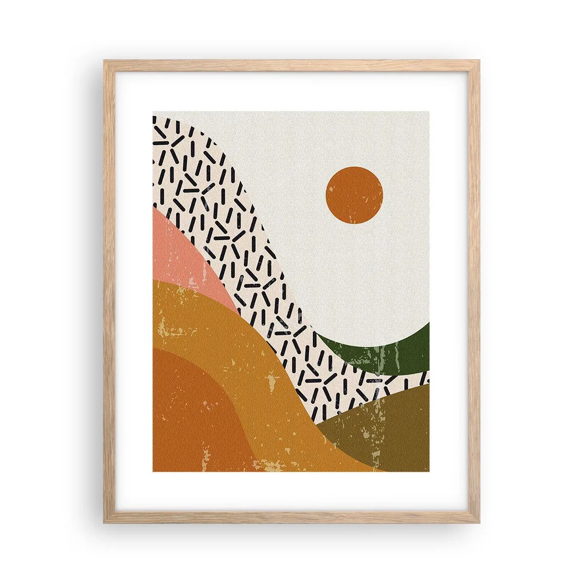 Plagát v ráme zo svetlého duba - Slnečná abstrakcia - 40x50 cm