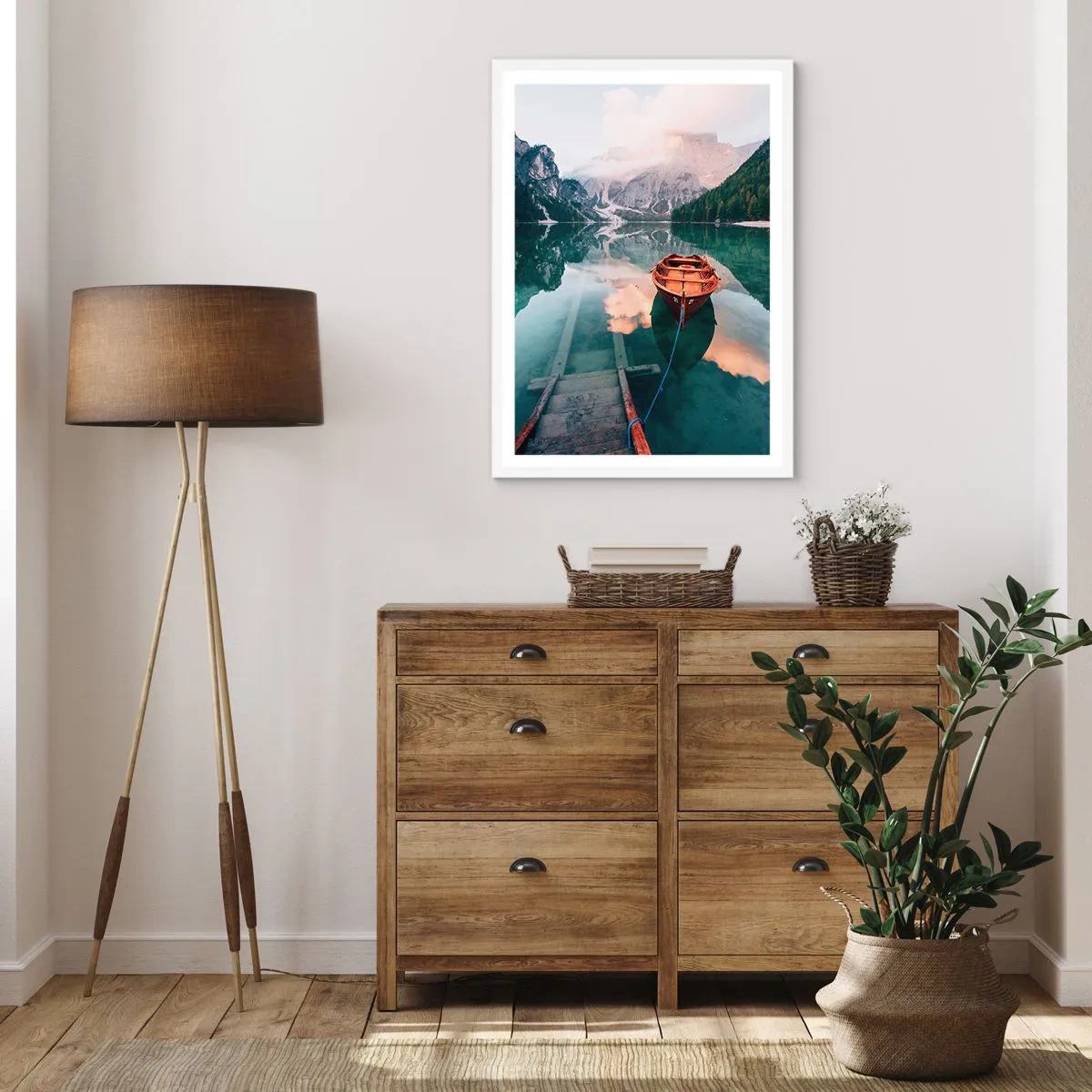 Plagát v bielom ráme - Pokojný spánok hôr - 70x100 cm