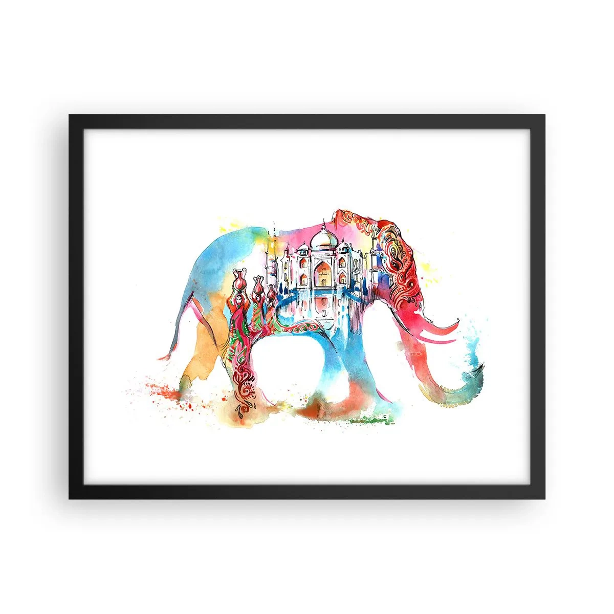 Plagát v čiernom ráme - India - aura lásky - 50x40 cm