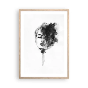 Plagát v ráme zo svetlého duba - O čom sníva dievča - 50x70 cm