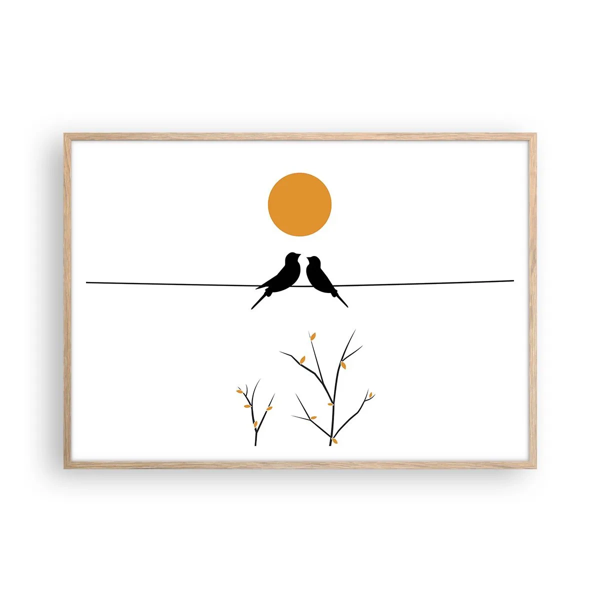 Plagát v ráme zo svetlého duba - Slávičí večer - 100x70 cm